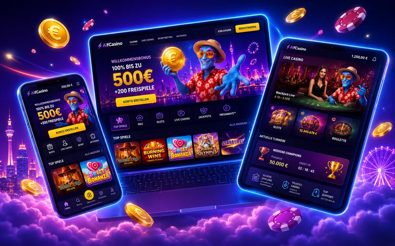 AlfCasino auf Smartphone, Tablet und Laptop